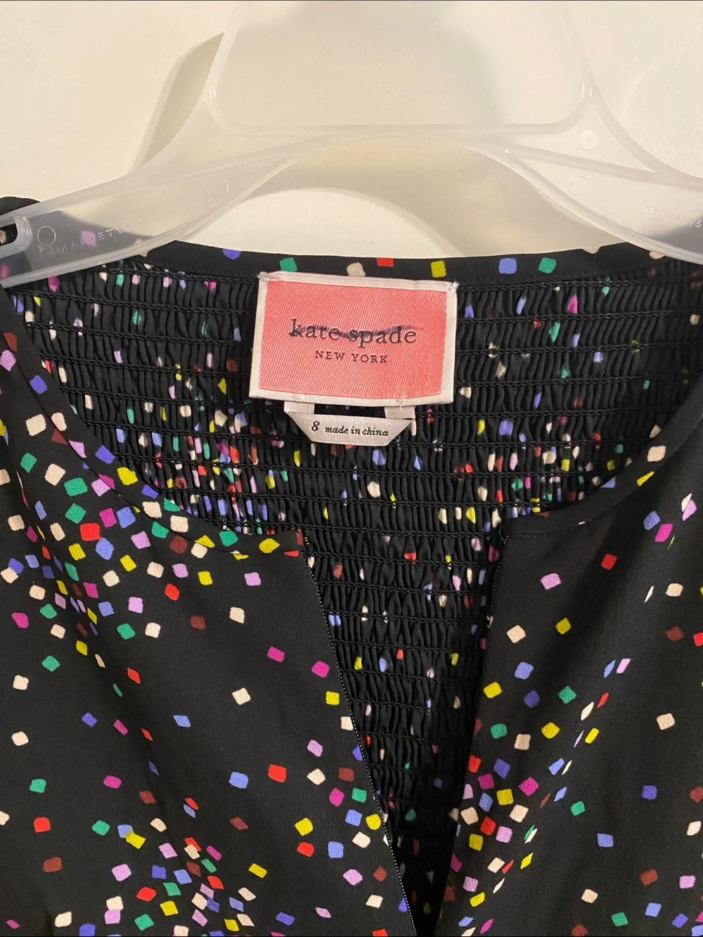 kate spade Black Multicolor Dot Long-Sleeve Peplum Dress